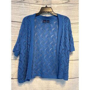 Basic Editions Blue Open-Knit Cardigan Sweater Size L